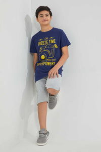 Redtag-Grey-Melange-Pique-Active-Short-Active-Shorts-Senior-Boys-9 to 14 Years