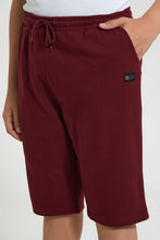 Load image into Gallery viewer, Redtag-Burgundy-Pique-Active-Short-Active-Shorts-Senior-Boys-9 to 14 Years
