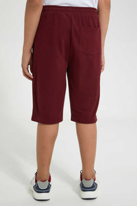 Redtag-Burgundy-Pique-Active-Short-Active-Shorts-Senior-Boys-9 to 14 Years