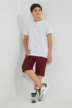 Load image into Gallery viewer, Redtag-Burgundy-Pique-Active-Short-Active-Shorts-Senior-Boys-9 to 14 Years
