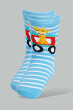 Load image into Gallery viewer, Redtag-Blue-Car-Print-4-Pack-Socks-(Full-Length)-Full-Length-Infant-Boys-3 to 24 Months
