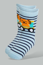 Load image into Gallery viewer, Redtag-Blue-Car-Print-4-Pack-Socks-(Full-Length)-Full-Length-Infant-Boys-3 to 24 Months
