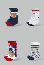 Load image into Gallery viewer, Redtag-Red-Bear-Print-4-Pack-Socks-(Ankle-Length)-Ankle-Socks-Infant-Boys-3 to 24 Months
