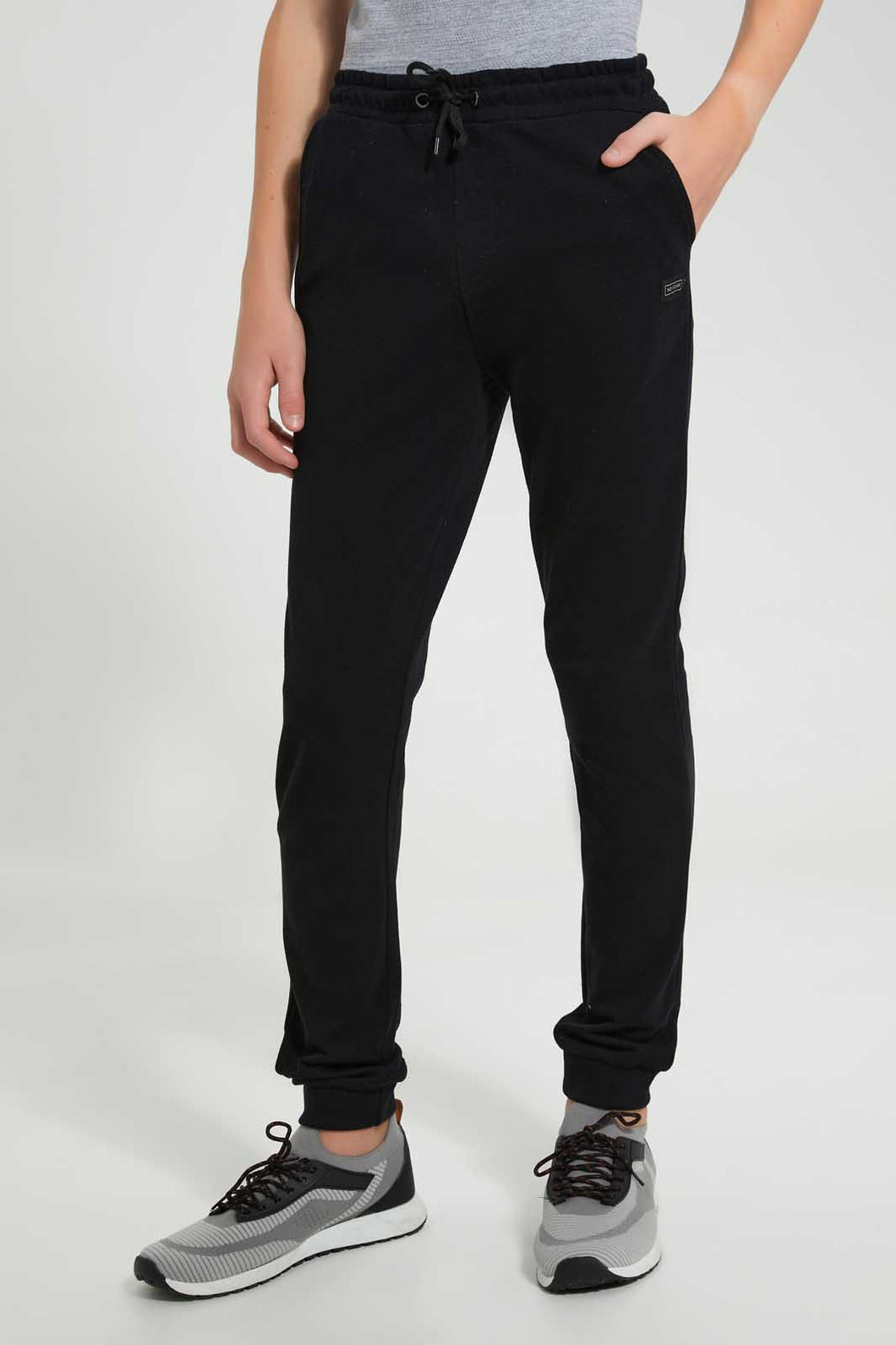 Redtag-Black-Pique-Active-Pants-Joggers-Senior-Boys-9 to 14 Years