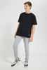 Redtag-Grey-Melange-Pique-Active-Pants-Joggers-Senior-Boys-9 to 14 Years