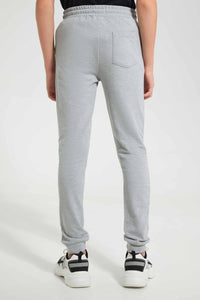 Redtag-Grey-Melange-Pique-Active-Pants-Joggers-Senior-Boys-9 to 14 Years