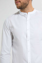 تنزيل الصورة على معرض الصور، Redtag-White-Mandarin-Collar-Shirt-Casual-Shirts-Men&#39;s-
