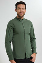 تنزيل الصورة على معرض الصور، Redtag-Green-Mandarin-Collar-Shirt-Casual-Shirts-Men&#39;s-
