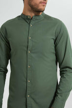 تنزيل الصورة على معرض الصور، Redtag-Green-Mandarin-Collar-Shirt-Casual-Shirts-Men&#39;s-
