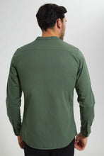 تنزيل الصورة على معرض الصور، Redtag-Green-Mandarin-Collar-Shirt-Casual-Shirts-Men&#39;s-
