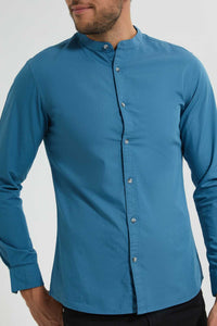 Redtag-Blue-Mandarin-Collar-Shirt-Casual-Shirts-Men's-