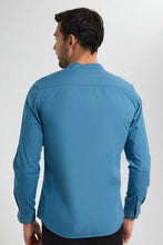 تنزيل الصورة على معرض الصور، Redtag-Blue-Mandarin-Collar-Shirt-Casual-Shirts-Men&#39;s-
