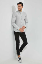 تنزيل الصورة على معرض الصور، Redtag-Grey-Mandarin-Collar-Shirt-Casual-Shirts-Men&#39;s-
