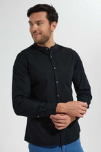 تنزيل الصورة على معرض الصور، Redtag-Black-Mandarin-Collar-Shirt-Casual-Shirts-Men&#39;s-
