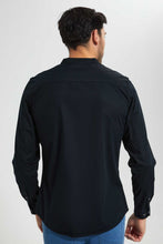 تنزيل الصورة على معرض الصور، Redtag-Black-Mandarin-Collar-Shirt-Casual-Shirts-Men&#39;s-
