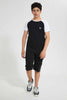 Redtag-Black-Raglan-T-Shirt-Embellished-T-Shirts-Senior-Boys-9 to 14 Years
