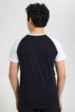 تنزيل الصورة على معرض الصور، Redtag-Black-Raglan-T-Shirt-Embellished-T-Shirts-Senior-Boys-9 to 14 Years
