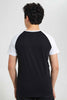 Redtag-Black-Raglan-T-Shirt-Embellished-T-Shirts-Senior-Boys-9 to 14 Years