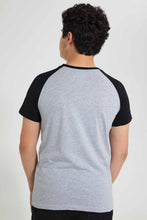 تنزيل الصورة على معرض الصور، Redtag-Grey-Melange-Raglan-T-Shirt-Embellished-T-Shirts-Senior-Boys-9 to 14 Years
