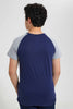 Redtag-Navy-Raglan-T-Shirt-Embellished-T-Shirts-Senior-Boys-9 to 14 Years