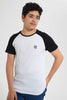 Redtag-White-Raglan-T-Shirt-Embellished-T-Shirts-Senior-Boys-9 to 14 Years