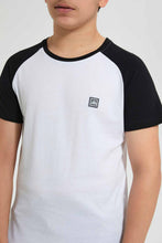 تنزيل الصورة على معرض الصور، Redtag-White-Raglan-T-Shirt-Embellished-T-Shirts-Senior-Boys-9 to 14 Years
