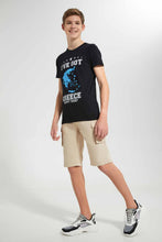تنزيل الصورة على معرض الصور، Redtag-Black-Greece-T-Shirt-Graphic-T-Shirts-Senior-Boys-9 to 14 Years
