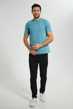 تنزيل الصورة على معرض الصور، Redtag-Sage-Green-Zip-Placket-Polo-Shirt-Polo-Shirts-Men&#39;s-
