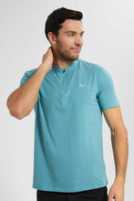 تنزيل الصورة على معرض الصور، Redtag-Sage-Green-Zip-Placket-Polo-Shirt-Polo-Shirts-Men&#39;s-
