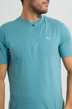 تنزيل الصورة على معرض الصور، Redtag-Sage-Green-Zip-Placket-Polo-Shirt-Polo-Shirts-Men&#39;s-
