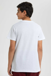 Redtag-White-Jacquard-Henley-T-Shirt-Henley-T-Shirts-Senior-Boys-9 to 14 Years