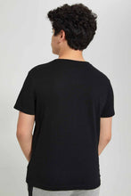 Load image into Gallery viewer, Redtag-Black-Jacquard-Henley-T-Shirt-Henley-T-Shirts-Senior-Boys-9 to 14 Years
