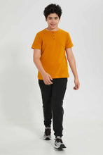 تنزيل الصورة على معرض الصور، Redtag-Yellow-Jacquard-Henley-T-Shirt-Henley-T-Shirts-Senior-Boys-9 to 14 Years
