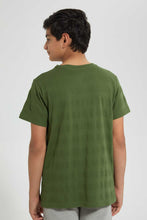 Load image into Gallery viewer, Redtag-Olive-Jacquard-Henley-T-Shirt-Henley-T-Shirts-Senior-Boys-9 to 14 Years
