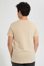 تنزيل الصورة على معرض الصور، Redtag-Beige-Jacquard-Henley-T-Shirt-Henley-T-Shirts-Senior-Boys-9 to 14 Years
