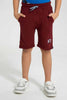 Redtag-Burgundy-Pique-Knit-Short-Active-Shorts-Boys-2 to 8 Years