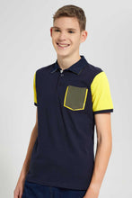 Load image into Gallery viewer, Navy And Yellow Polo Shirt
