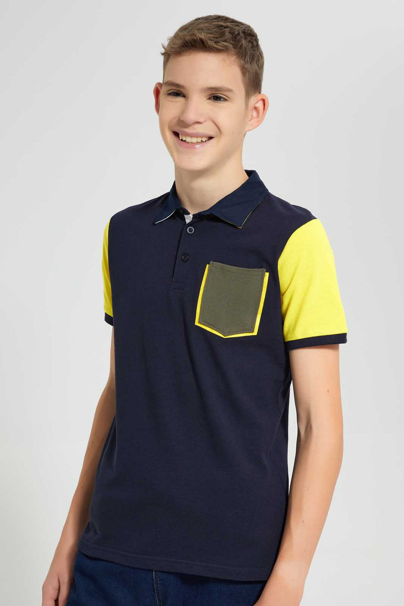 Navy And Yellow Polo Shirt