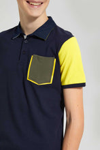 Load image into Gallery viewer, Navy And Yellow Polo Shirt
