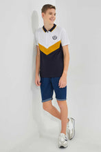 Load image into Gallery viewer, Redtag-Navy-Zip-Placket-Polo-Polo-Shirts-Senior-Boys-9 to 14 Years
