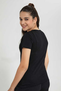 Redtag-Black-Basic-T-Shirt-Graphic-T-Shirts-Senior-Girls-9 to 14 Years