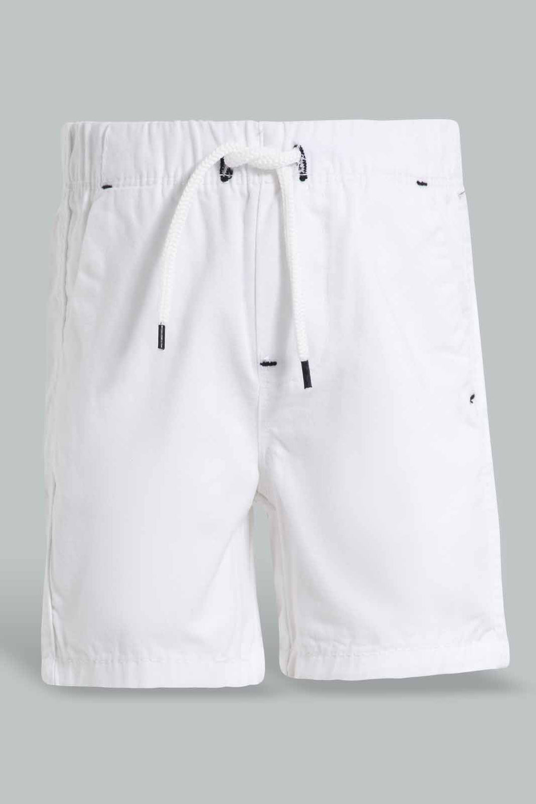 Redtag-White-Trouser-Pull-On-Short-Pull-On-Shorts-Infant-Boys-3 to 24 Months