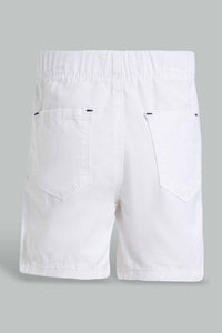 Redtag-White-Trouser-Pull-On-Short-Pull-On-Shorts-Infant-Boys-3 to 24 Months