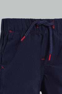 Redtag-Navy-Trouser-Pull-On-Short-Pull-On-Shorts-Infant-Boys-3 to 24 Months