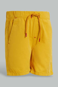 Redtag-Mustard-Trouser-Pull-On-Short-Pull-On-Shorts-Infant-Boys-3 to 24 Months