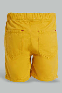 Redtag-Mustard-Trouser-Pull-On-Short-Pull-On-Shorts-Infant-Boys-3 to 24 Months