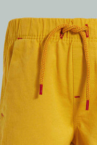 Redtag-Mustard-Trouser-Pull-On-Short-Pull-On-Shorts-Infant-Boys-3 to 24 Months