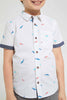 Redtag-Blue-Dino-Aop-Short-Sleeve-Shirt-Casual-Shirts-Boys-2 to 8 Years