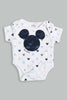 Redtag-Grey-And-White-Mickey-Mouse-4-Piece-Pack-Gift-Box-Gift-Sets-Baby-0 to 12 Months