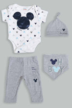 تنزيل الصورة على معرض الصور، Redtag-Grey-And-White-Mickey-Mouse-4-Piece-Pack-Gift-Box-Gift-Sets-Baby-0 to 12 Months
